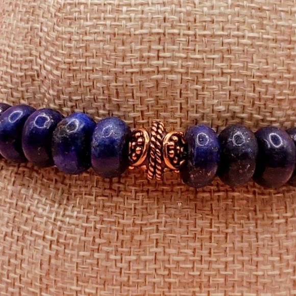 Lapis Lazuli and Copper Beaded Bracelet - Picture 4 of 6